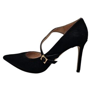 Louise et Cie La Black Stiletto Heels with Gold Buckle 7.5M/ 37.5